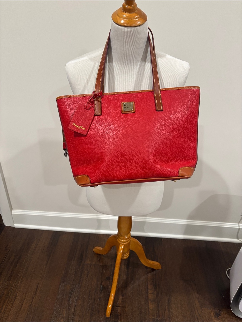 Dooney & Bourke Red Italian Pebbled Leather Large Tote